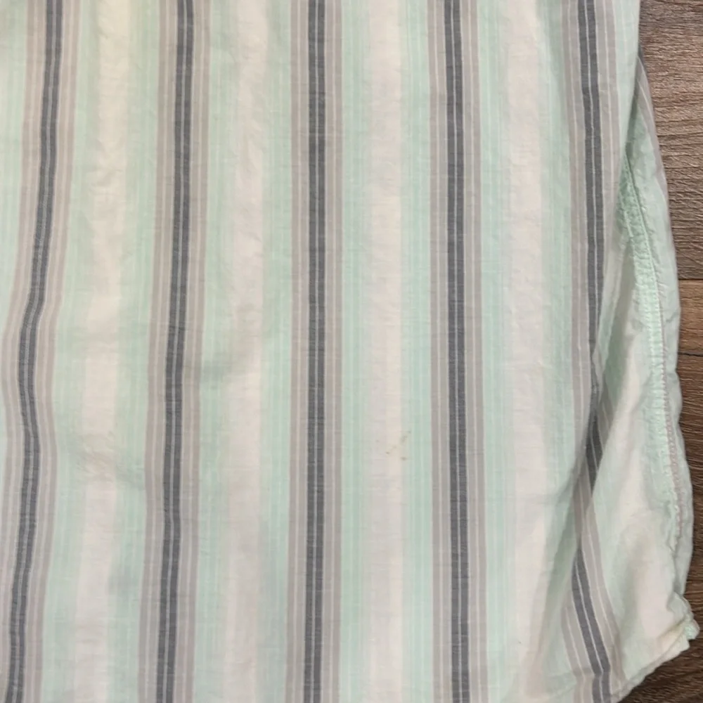 The North Face Mens Short Sleeve Button Up Shirt Striped green/gray w/pocket